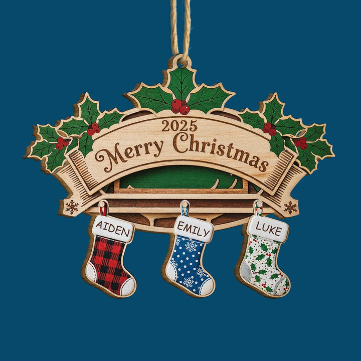 Little Stocking Crew - Personalized Custom Shape Wood Ornament - Christmas Gift For Family Members