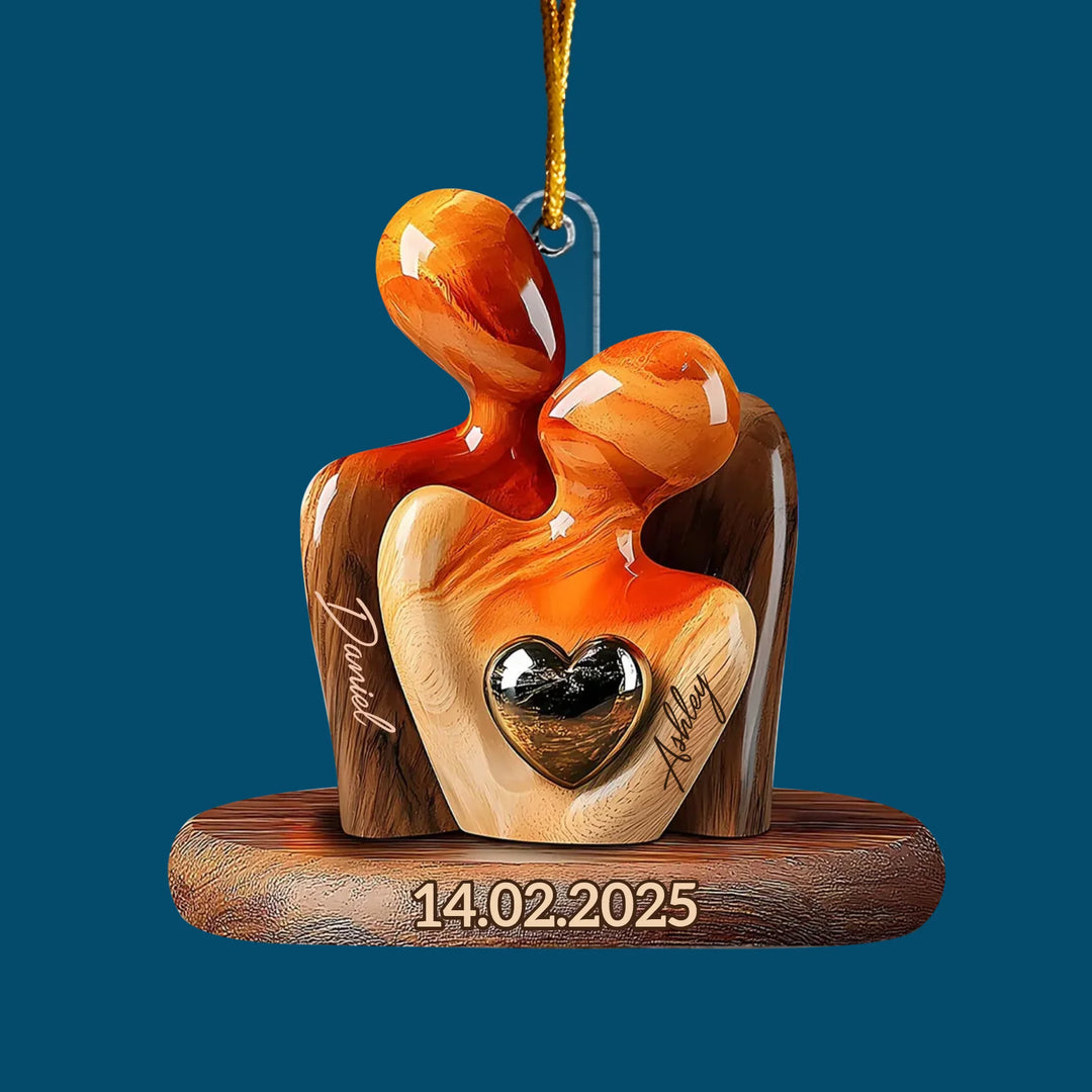 The Eternal Embrace - Custom Shape Mica Ornament - Christmas Gift For Couple