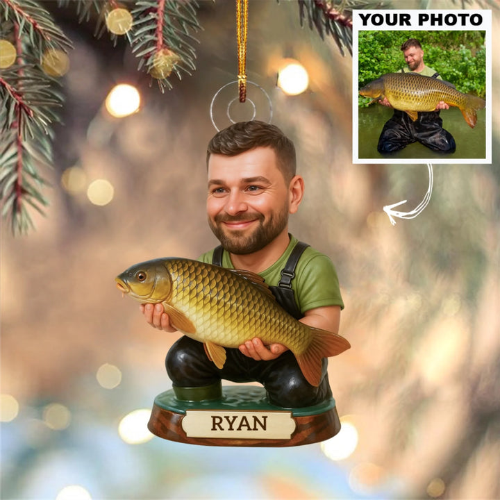 The Carp Catcher - Personalized Photo Ornament - Gift For Fishing Lovers AGP0HT001