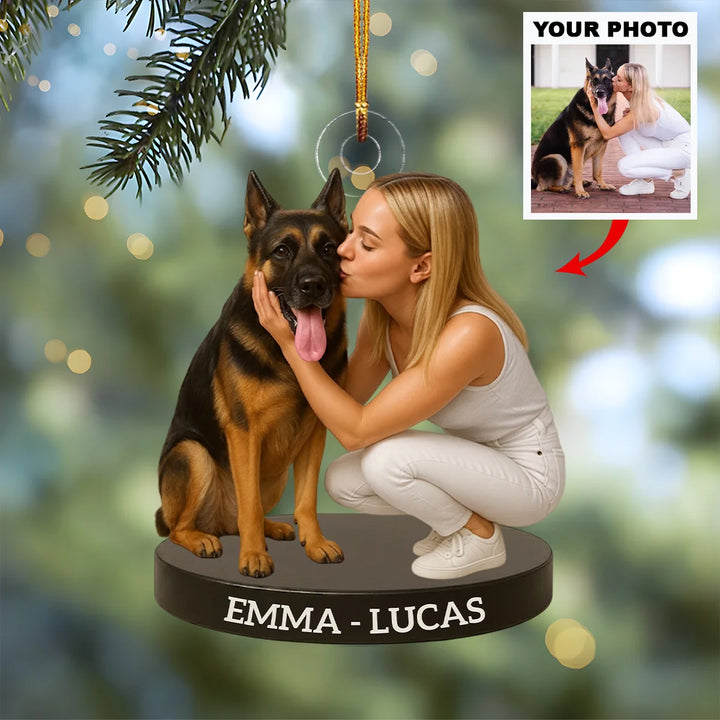 Puppy Kiss - Personalized Photo Ornament - Christmas Gift For Dog Lover, Dog Mom, Dog Dad, Pet Lover AGP0HT009