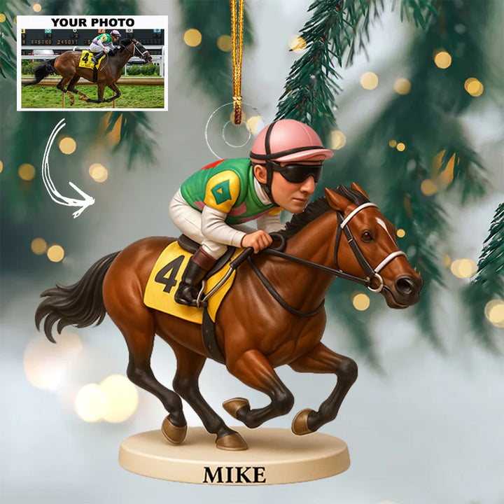 Race To Glory - Personalized Photo Ornament - Christmas Gift For Horse Lovers AGP0DH015
