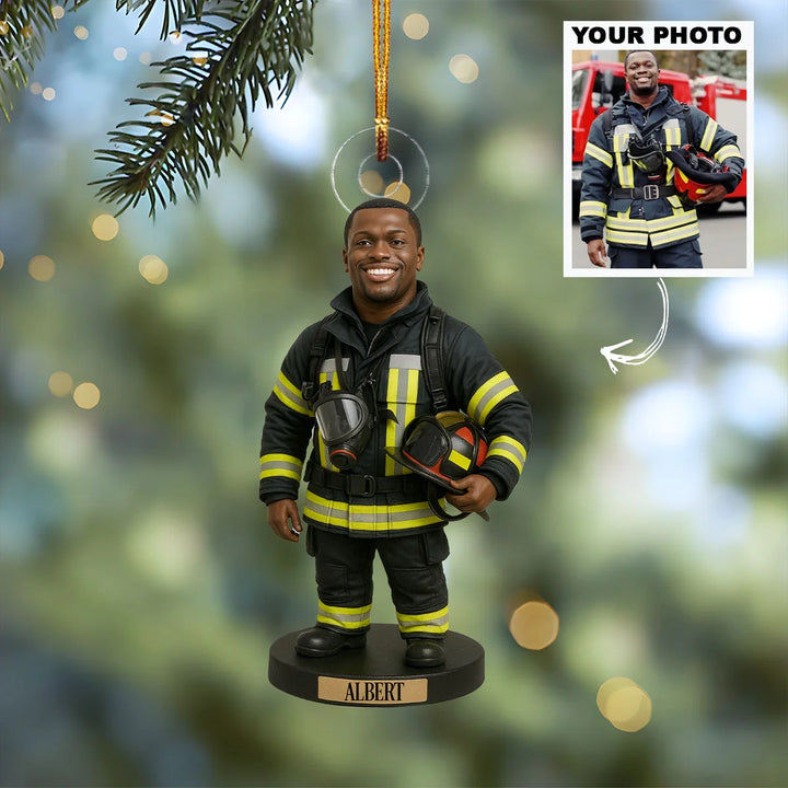 Honor and Courage - Personalized Photo Ornament - Christmas Gift For Firefighter AGP0NL015