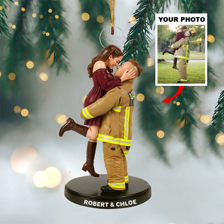 Our Fire Love - Personalized Photo Ornament - Christmas Gift For Firefighter AGP0NL018