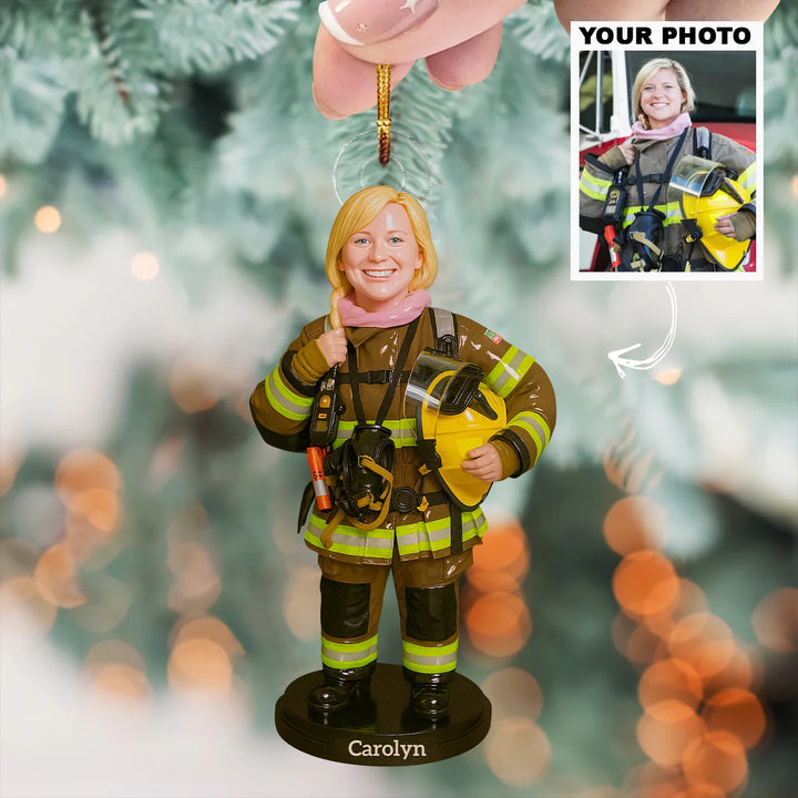 Courage Under Fire - Personalized Photo Ornament - Christmas Gift For Firefighter AGP0NL017