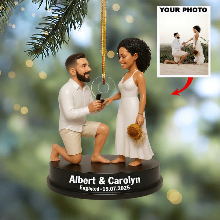 Engaged Hearts - Personalized Photo Ornament - Christmas Gift For Newly Engaged, Future Wife, Future Husband AGP0NL020