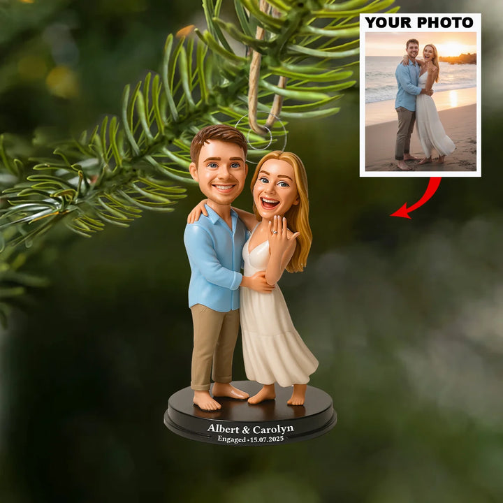 Happily Engaged - Personalized Photo Ornament - Christmas Gift For Newly Engaged, Future Wife, Future Husband AGP0NL021