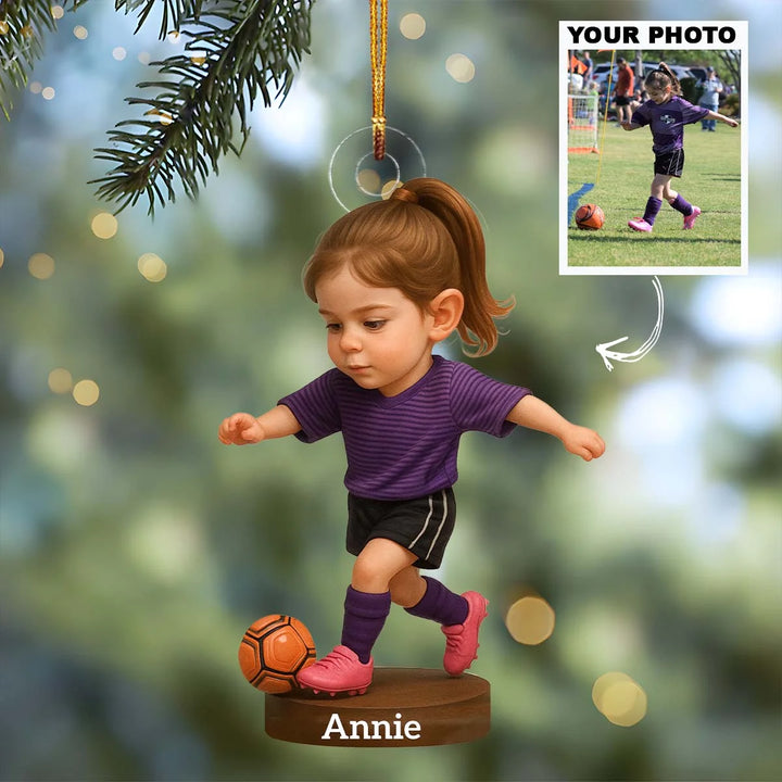 Kickoff Little Star - Personalized Photo Ornament - Christmas Gift For Sport Loving Kids AGP0DH039