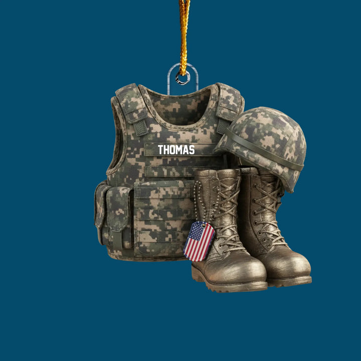 Proud Soldier - Personalized Custom Mica Ornament - Christmas Gift For Soldiers, Veterans