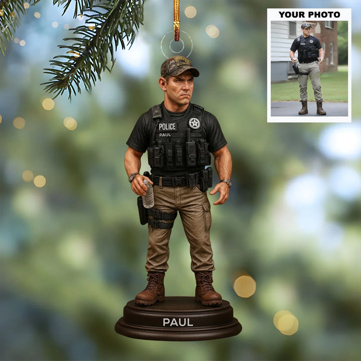 Guardian Duty - Personalized Photo Ornament - Christmas Gift For Policemen AGP0DH048