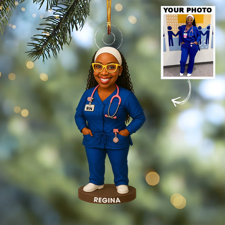 Slay And Caring - Personalized Photo Ornament - Christmas Gift For Nurses AGP0DH046
