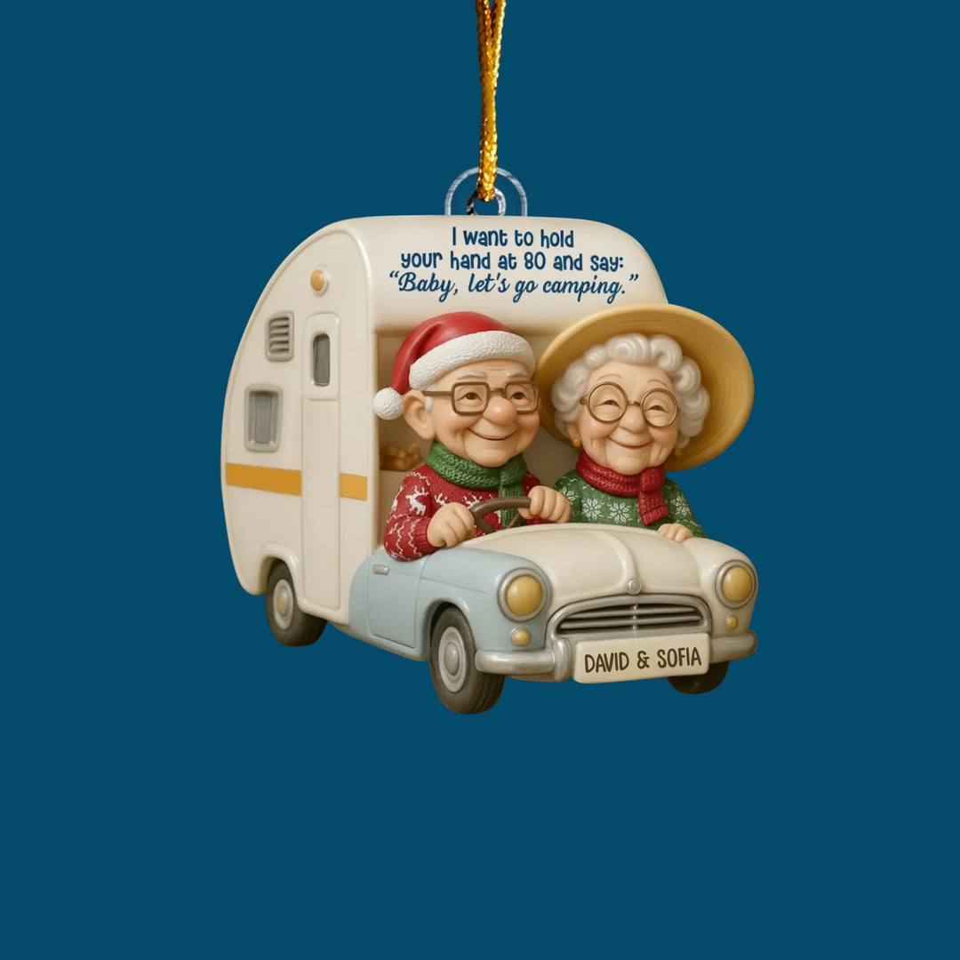 Happy Trails Camping - Personalized Custom Mica Ornament - Christmas Gift For Lover, Couple