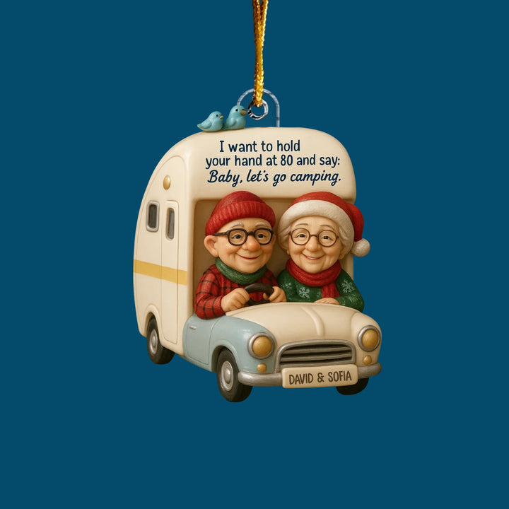 Together Forever Camper - Personalized Custom Mica Ornament - Christmas Gift For Lover, Couple