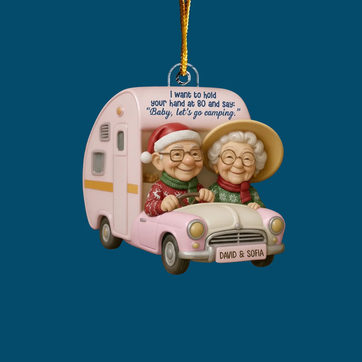 Happy Camper Couple - Personalized Custom Mica Ornament - Christmas Gift For Lover, Couple