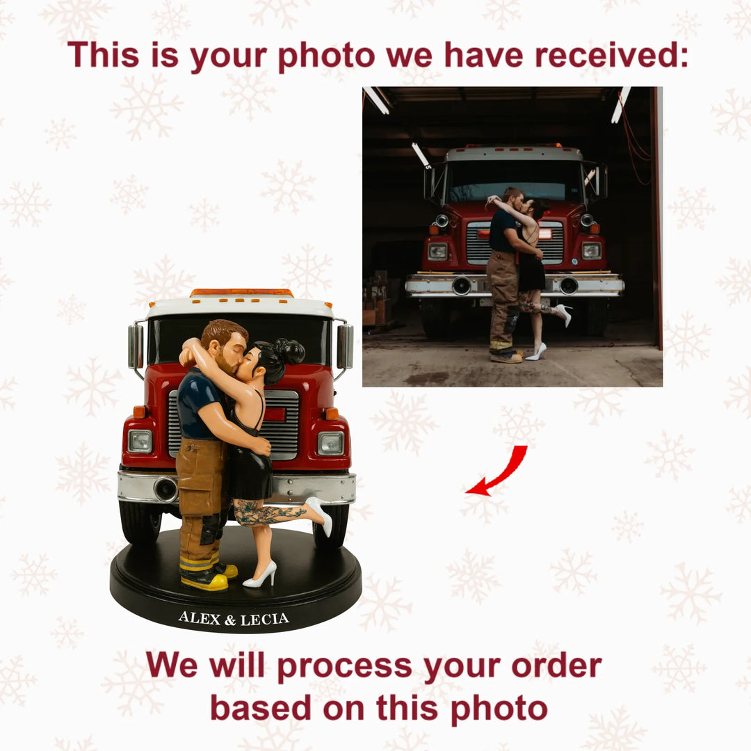 Love On Fire - Personalized Photo Ornament - Christmas Gift For Firefighter AGP0NL019