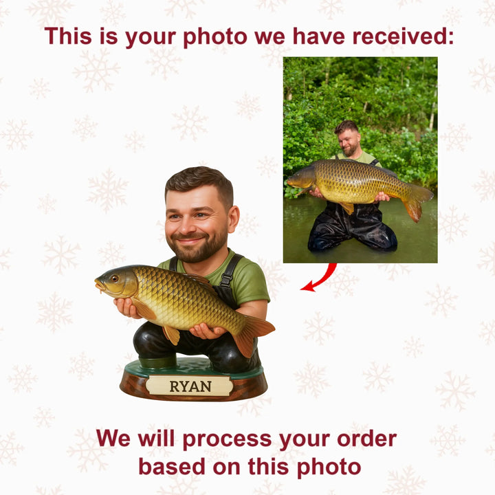 The Carp Catcher - Personalized Photo Ornament - Gift For Fishing Lovers AGP0HT001