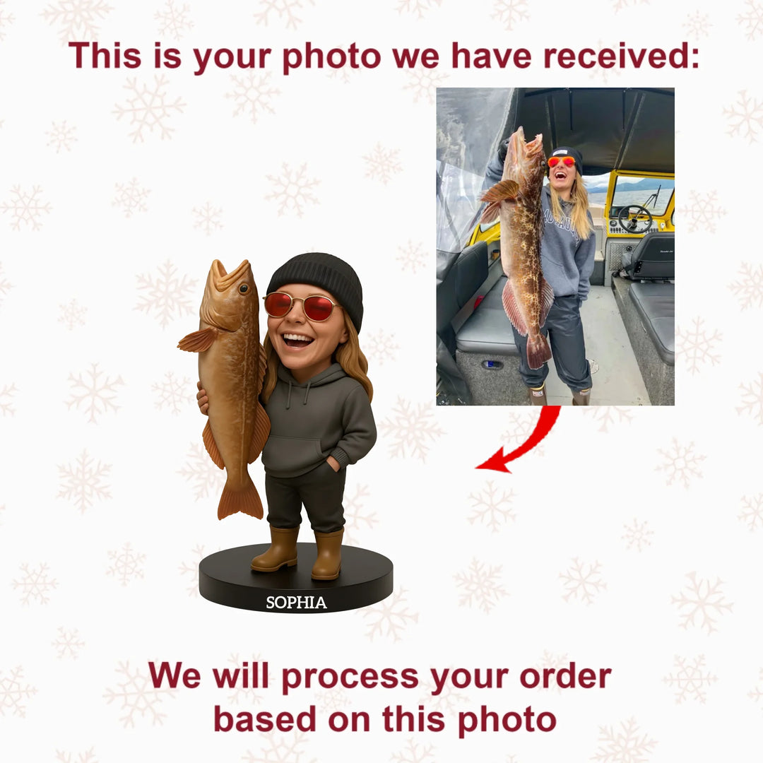The Happy Angler - Personalized Photo Mica Ornament - Gift For Fishing Lovers AGP0HT003