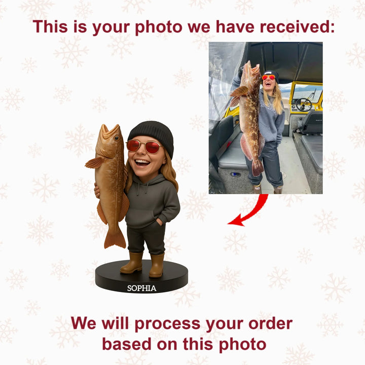 The Happy Angler - Personalized Photo Mica Ornament - Gift For Fishing Lovers AGP0HT003