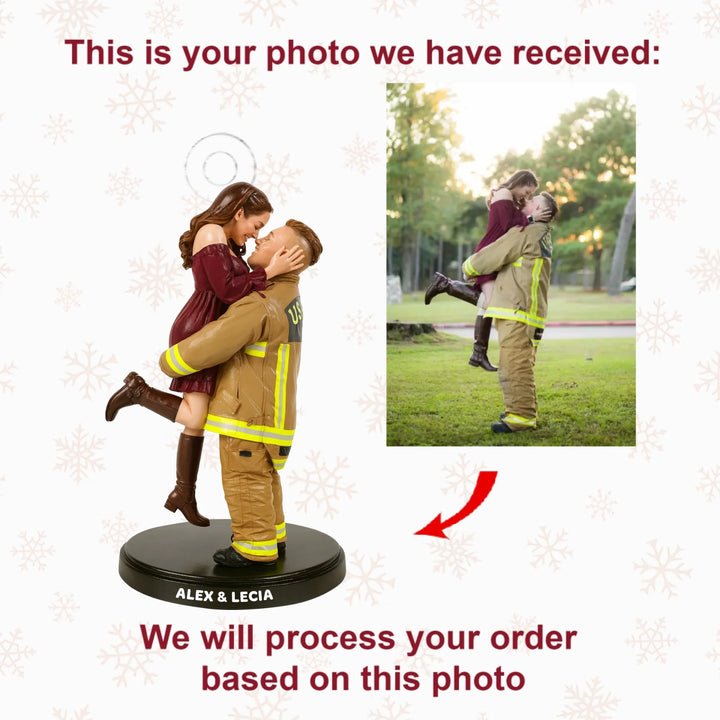 Our Fire Love - Personalized Photo Ornament - Christmas Gift For Firefighter AGP0NL018