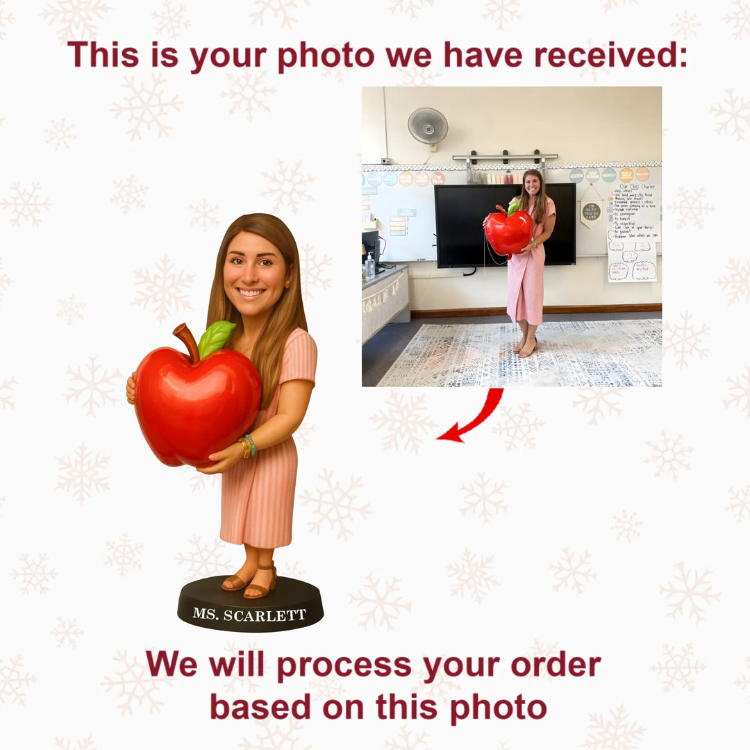 Apple Teacher - Personalized Photo Ornament - Christmas Gift For Teacher AGP0HT013