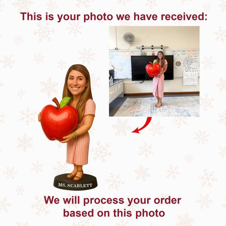 Apple Teacher - Personalized Photo Ornament - Christmas Gift For Teacher AGP0HT013