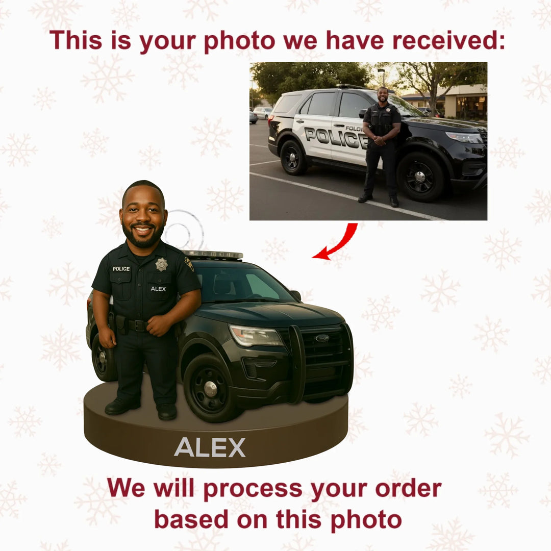 Brave Hero - Personalized Photo Ornament - Christmas Gift For Policemen AGP0DH049
