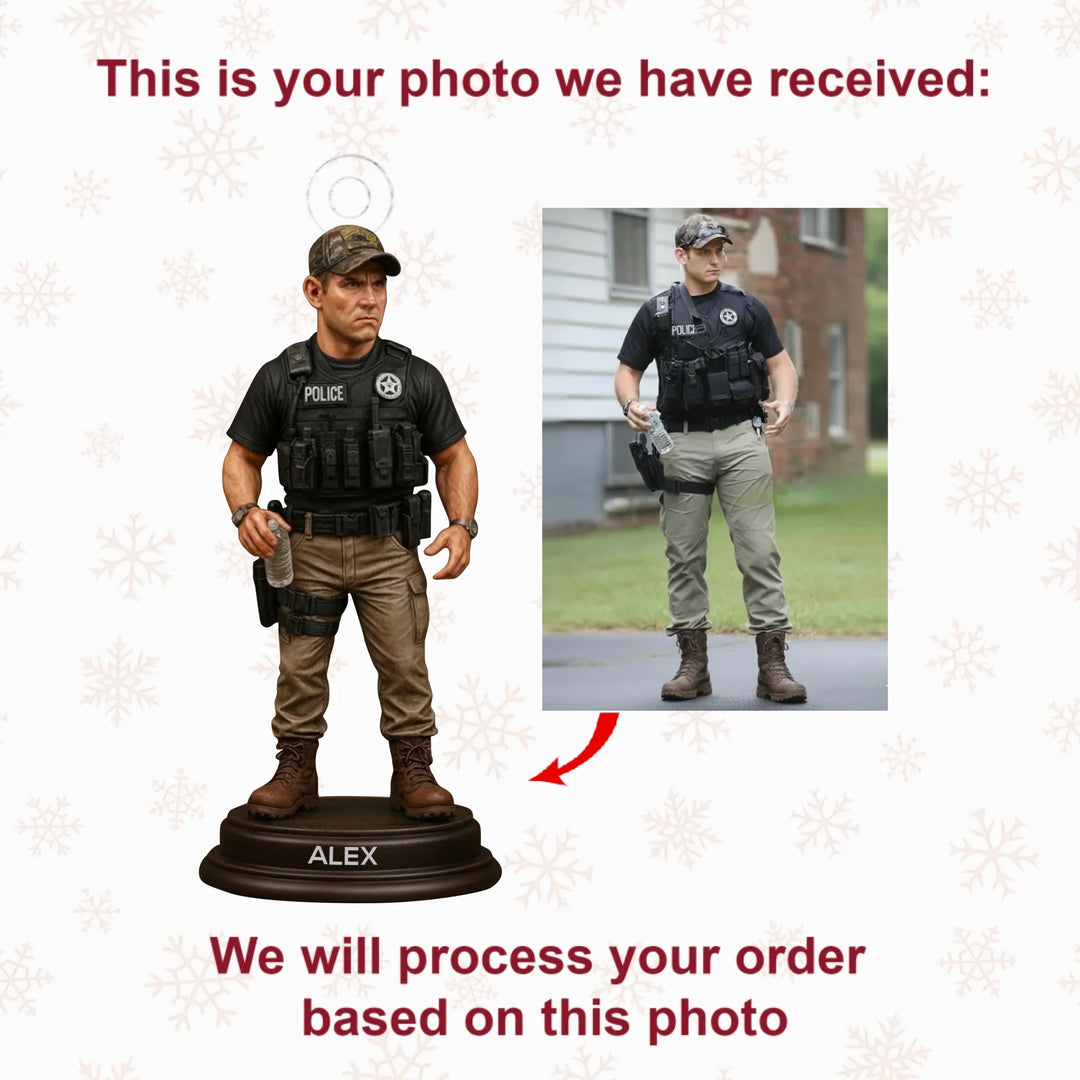 Guardian Duty - Personalized Photo Ornament - Christmas Gift For Policemen AGP0DH048