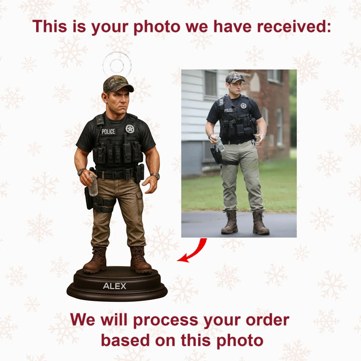 Guardian Duty - Personalized Photo Ornament - Christmas Gift For Policemen AGP0DH048