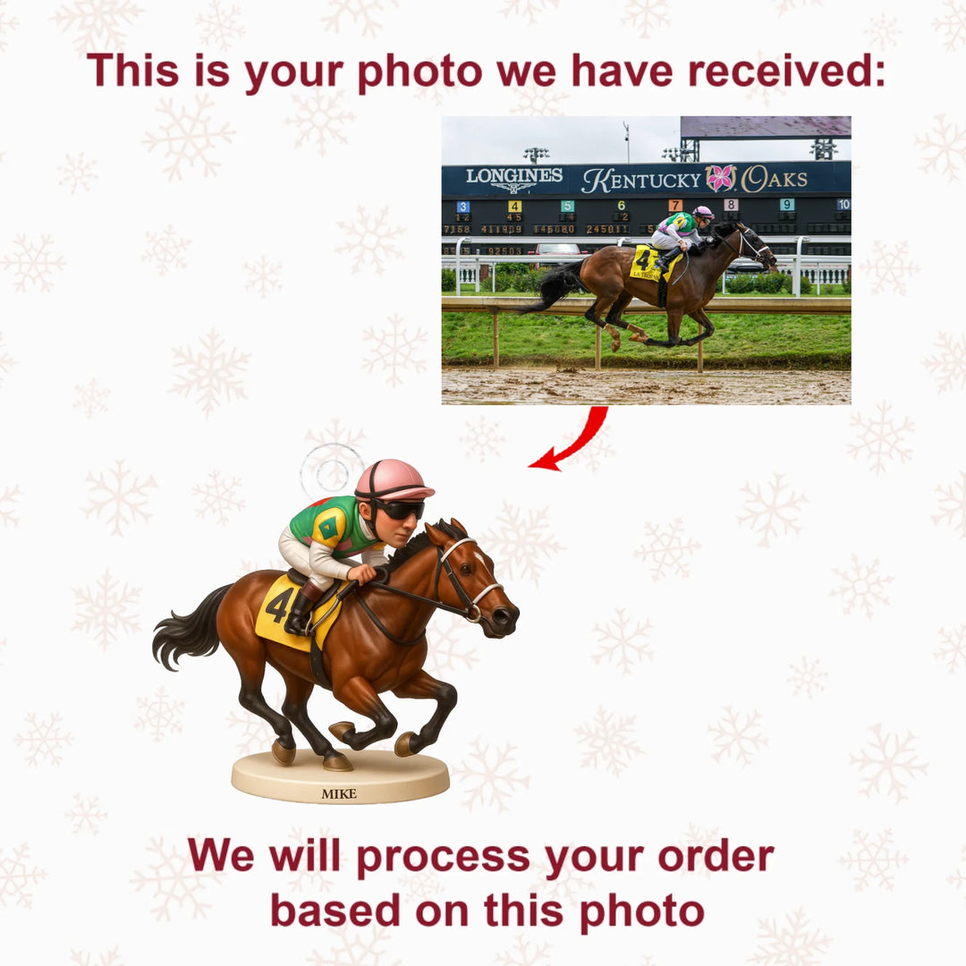Race To Glory - Personalized Photo Ornament - Christmas Gift For Horse Lovers AGP0DH015