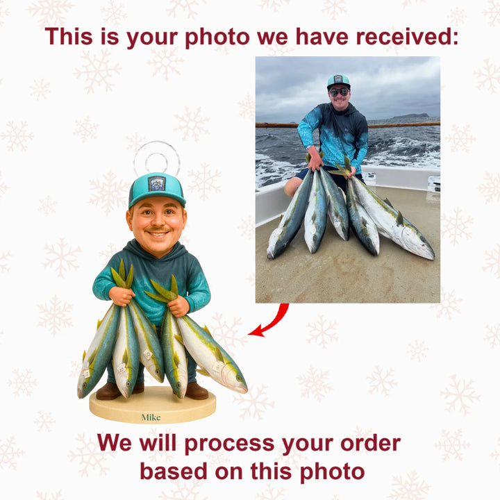 Angler Big Haul - Personalized Photo Ornament - Christmas Gift For Fishing Lovers AGP0DH009