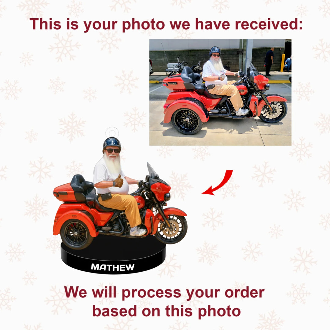 Merry Miles - Personalized Photo Ornament - Christmas Gift For Motorcyclist AGP0HT022