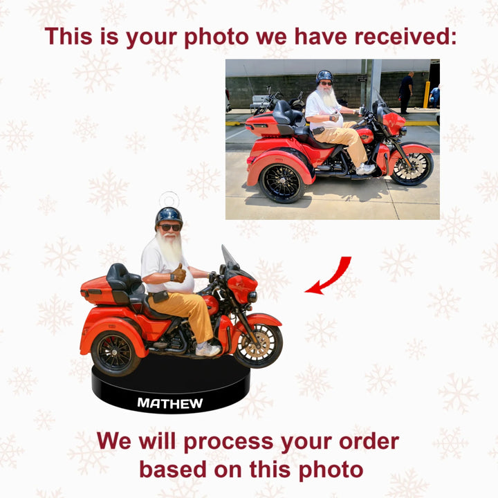 Merry Miles - Personalized Photo Ornament - Christmas Gift For Motorcyclist AGP0HT022