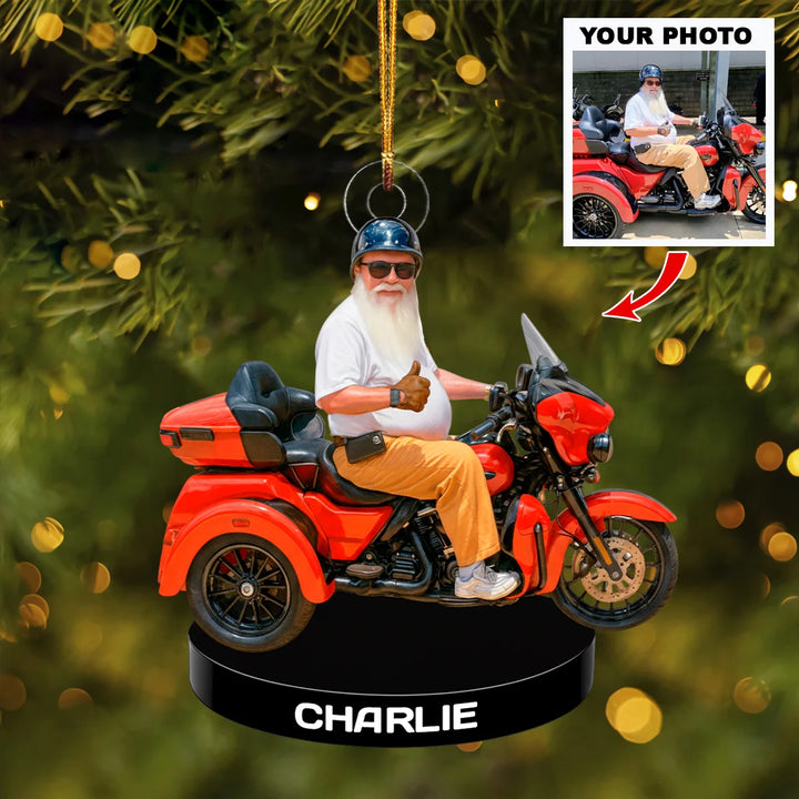 Merry Miles - Personalized Photo Ornament - Christmas Gift For Motorcyclist AGP0HT022