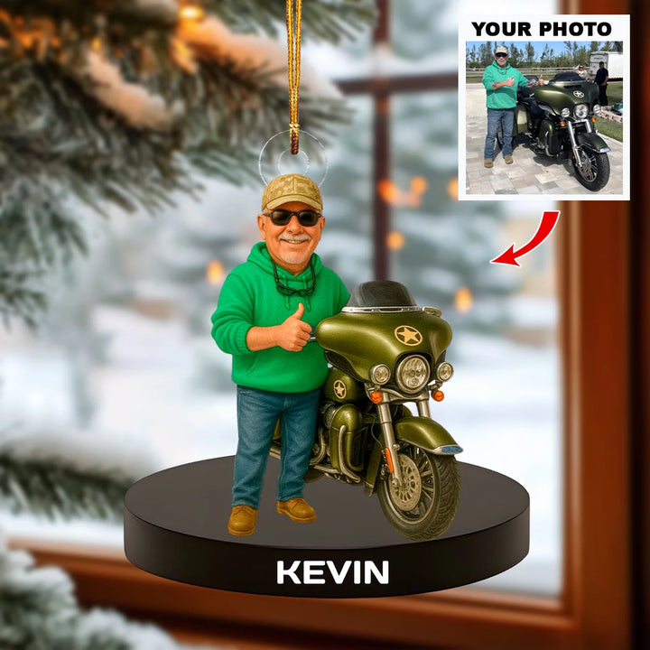 Ride Into Christmas - Personalized Photo Ornament - Christmas Gift For Motorcyclist AGP0HT020