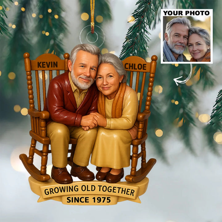 Growing Old Together - Personalized Photo Ornament - Christmas, Anniversary Gift For Couple, Husband, Wife AGP0VL029