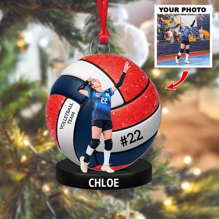 Volleyball Star - Personalized Photo Mica Ornament - Christmas Gift For Volleyball Playes, Kids, Family Members AGCHT007