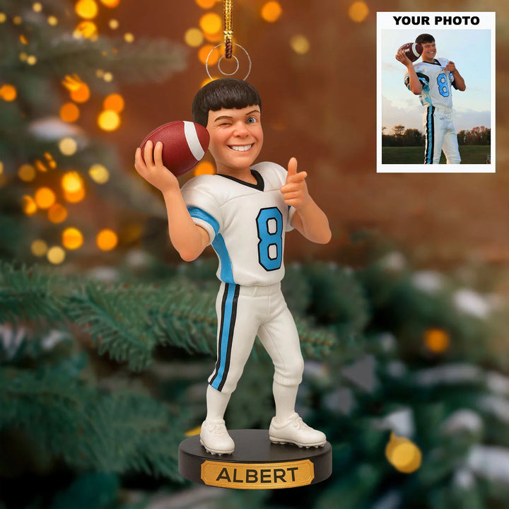 Playmaker's Charm - Personalized Photo Ornament - Christmas Gift For Football Lovers AGP0QQ015
