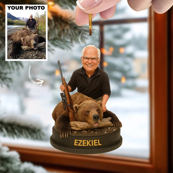 Bear Hunter - Personalized Photo Ornament - Christmas Gift For Hunting Lovers AGP0QQ004