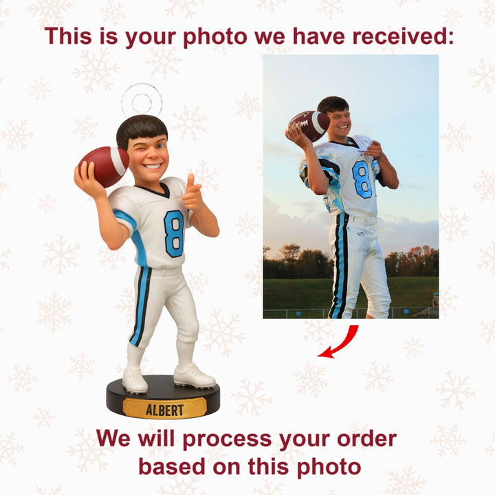 Playmaker's Charm - Personalized Photo Ornament - Christmas Gift For Football Lovers AGP0QQ015