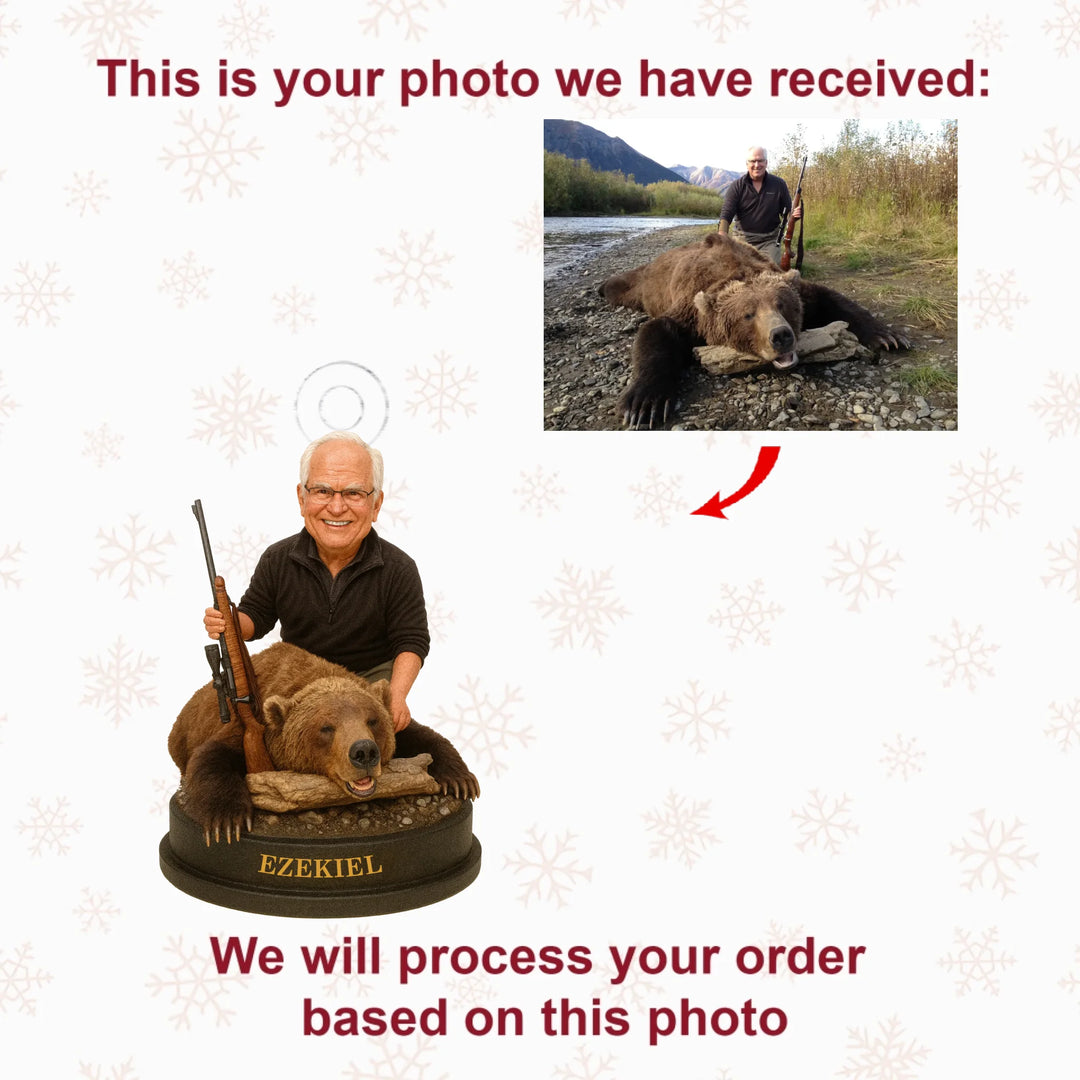Bear Hunter - Personalized Photo Ornament - Christmas Gift For Hunting Lovers AGP0QQ004