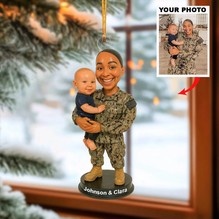 Proud Protector - Personalized Photo Mica Ornament - Christmas Gift For Soldiers, Veterans AGP0NL048