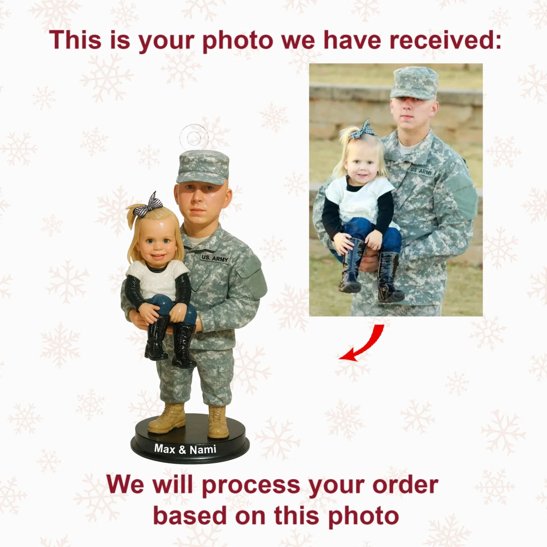 Serving Love - Personalized Photo Mica Ornament - Christmas Gift For Soldiers, Veterans AGP0NL049