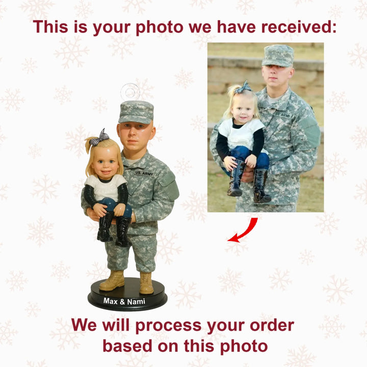 Serving Love - Personalized Photo Mica Ornament - Christmas Gift For Soldiers, Veterans AGP0NL049