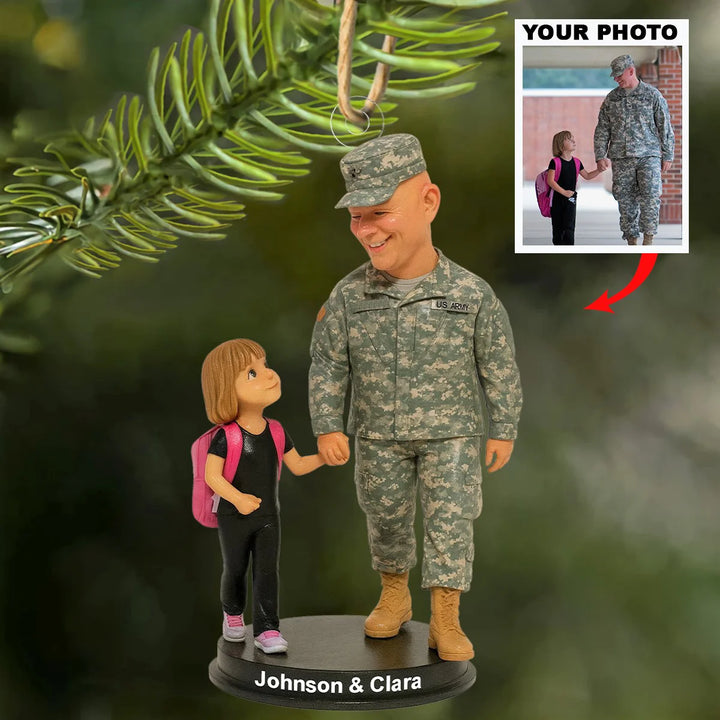 My Hero, My Dad - Personalized Photo Mica Ornament - Christmas Gift For Soldiers, Veterans AGP0NL050