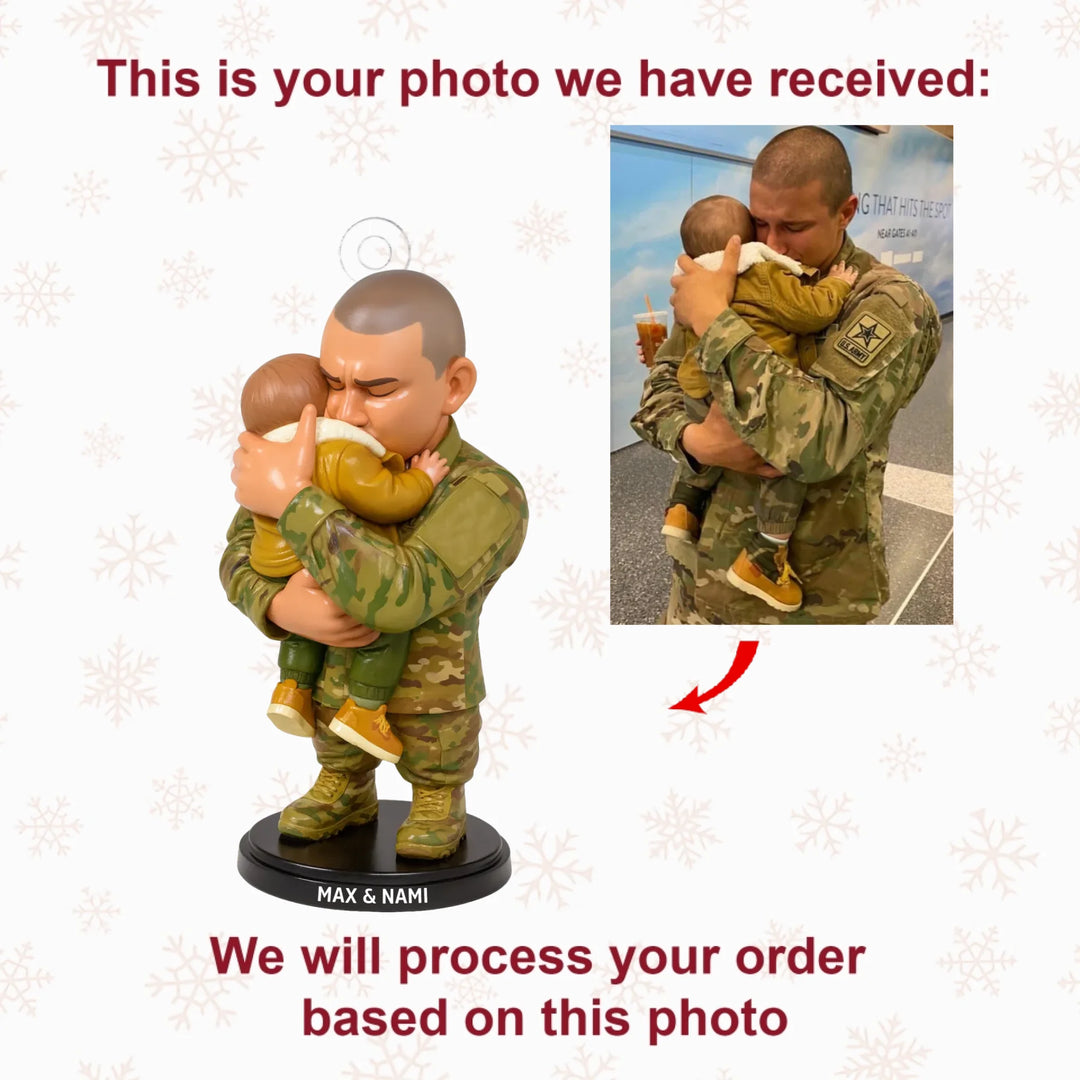 Army Hugs - Personalized Photo Mica Ornament - Christmas Gift For Soldiers, Veterans AGP0NL051
