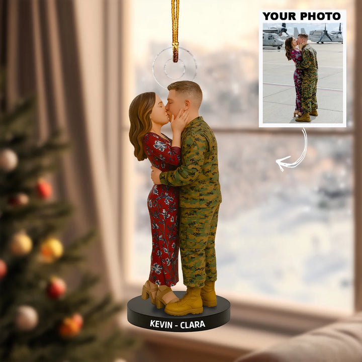 Love In Uniform - Personalized Photo Ornament - Christmas Gift For Couple, Army Veteran And Service Member AGP0HT25