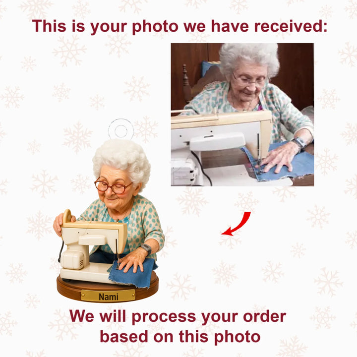 Sewn With Love - Personalized Photo Ornament - Christmas Gift For Sewing Lovers, Mom, Grandma AGP0HT24