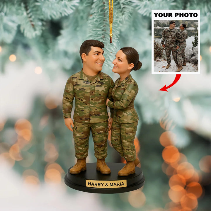 Love in Service - Personalized Photo Mica Ornament - Christmas Gift For Soldiers, Veterans AGP0QQ036
