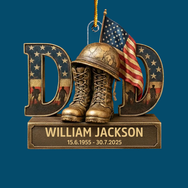 Bravery Never Fades - Personalized Custom Mica Ornament - Christmas Gift For Army Veteran