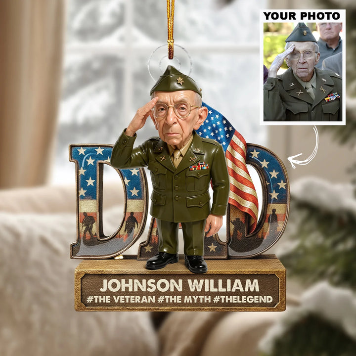 Serving With Heart - Personalized Photo Ornament - Christmas Gift For Army Veteran And Service Member AGP0HT26