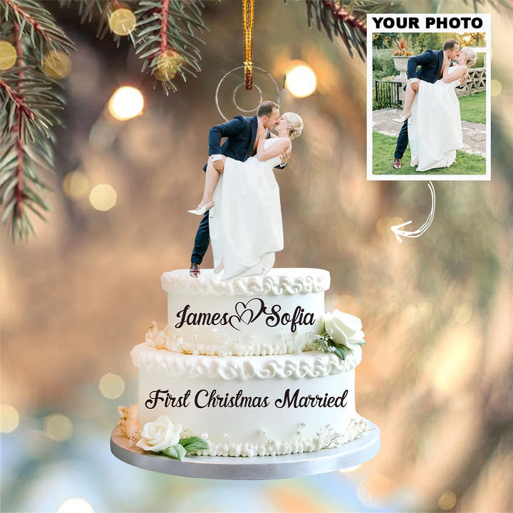 First Christmas as One - Personalized Photo Mica Ornament - Christmas Gift For Couples AGCDH007